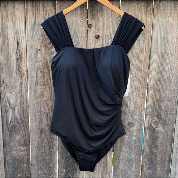 JANTZEN GLAMOUR ONE PIECE BLACK WOMENS SIZE 14 - Picture 5 of 10